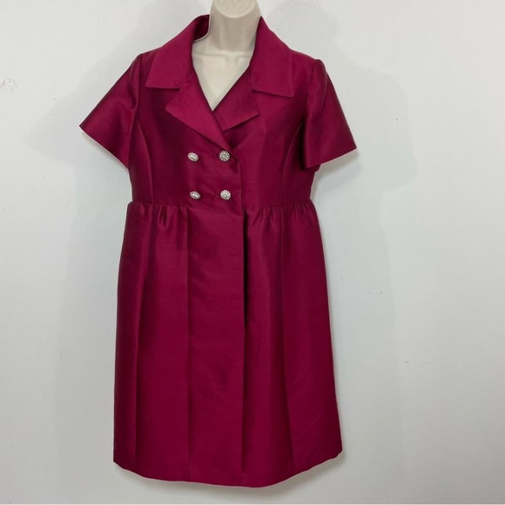 Vtg 1960 Vogue Americana cocktail dress silk size M raspberry mini rhinestones